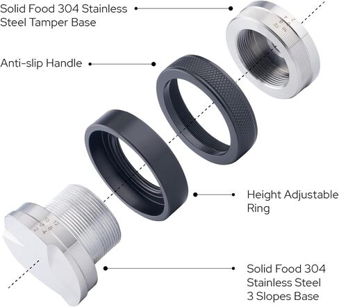 58mm Tamper and Distributor with Height Indicator - Espresso Hand Tamper Tool Fits 58mm Portafilters - Professional Espresso Distribution Tool 58mm - Adjustable Depth Coffee Tamper and Leveler in Saudi Arabia