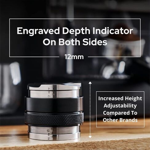 58mm Tamper and Distributor with Height Indicator - Espresso Hand Tamper Tool Fits 58mm Portafilters - Professional Espresso Distribution Tool 58mm - Adjustable Depth Coffee Tamper and Leveler in Saudi Arabia