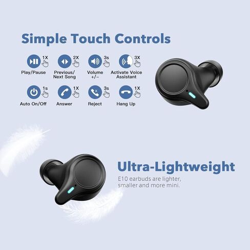 KOSETON E10 True Wireless Bluetooth Earbuds, Titanium Black – Wireless Earbuds for Running and Sport, Charging Case Included, Dual Microphones, 30 Hour Battery and Great Sound Quality in Saudi Arabia