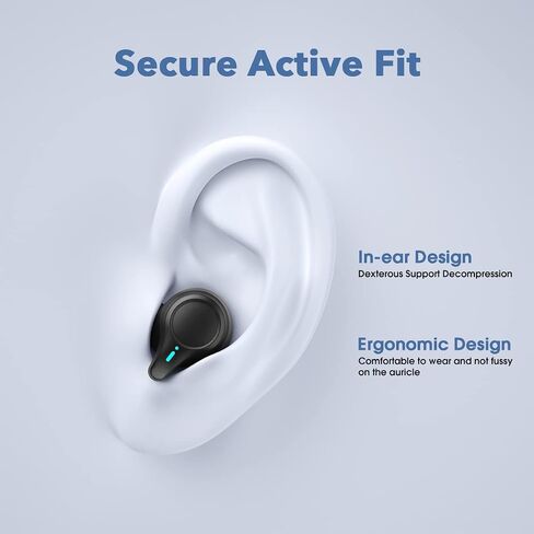 KOSETON E10 True Wireless Bluetooth Earbuds, Titanium Black – Wireless Earbuds for Running and Sport, Charging Case Included, Dual Microphones, 30 Hour Battery and Great Sound Quality in Saudi Arabia
