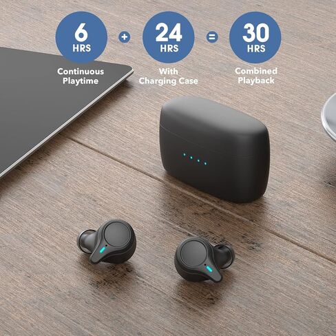 KOSETON E10 True Wireless Bluetooth Earbuds, Titanium Black – Wireless Earbuds for Running and Sport, Charging Case Included, Dual Microphones, 30 Hour Battery and Great Sound Quality in Saudi Arabia