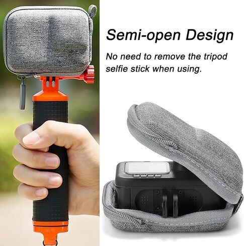 حافظة PCTC لهاتف GoPro Hero 13 12 11 10 9 8 7 6 5 حقيبة تخزين محمولة للسفر باللون الأسود حقيبة حمل صغيرة لحماية كاميرا الحركة DJI Osmo AKASO (رمادي) in Kuwait