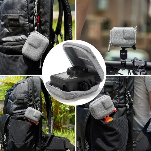 حافظة PCTC لهاتف GoPro Hero 13 12 11 10 9 8 7 6 5 حقيبة تخزين محمولة للسفر باللون الأسود حقيبة حمل صغيرة لحماية كاميرا الحركة DJI Osmo AKASO (رمادي) in Kuwait