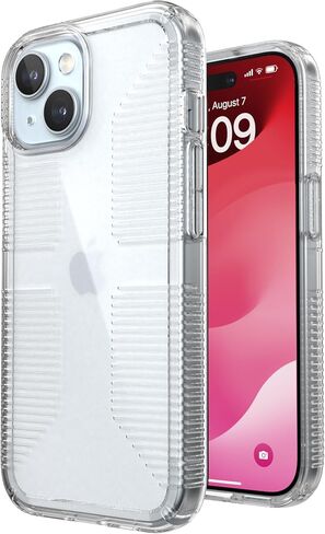 حافظة Speck Clear iPhone 15 - نحيفة، حماية من السقوط، قبضة - لهاتف iPhone 15، iPhone 14 وiPhone 13 - مقاومة للخدش، مضادة للأصفر، حافظة هاتف 6.1 بوصة - GemShell Grip Clear in Saudi Arabia