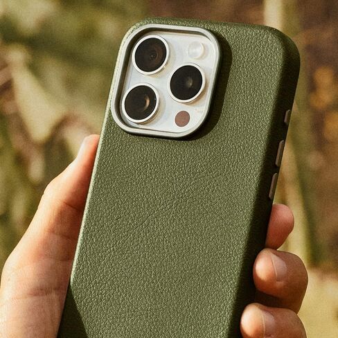 OtterBox iPhone 15 Symmetry Series Cactus Leather for MagSafe - Cactus Grove (Green), Snaps to MagSafe, Ultra-Sleek, Raised Edges Protect Camera & Screen in Saudi Arabia