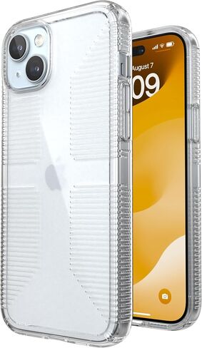 حافظة Speck Clear iPhone 15 - نحيفة، حماية من السقوط، قبضة - لهاتف iPhone 15، iPhone 14 وiPhone 13 - مقاومة للخدش، مضادة للأصفر، حافظة هاتف 6.1 بوصة - GemShell Grip Clear in Saudi Arabia