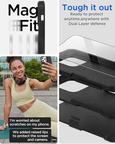 AICase for iPhone 13 Pro Max Case with Belt-Clip Holster, Screen Protector, Heavy Duty Protective Phone Case, Military Grade Full Body Protection Shockproof/Dustproof/Drop Proof Rugged Cover in Kuwait