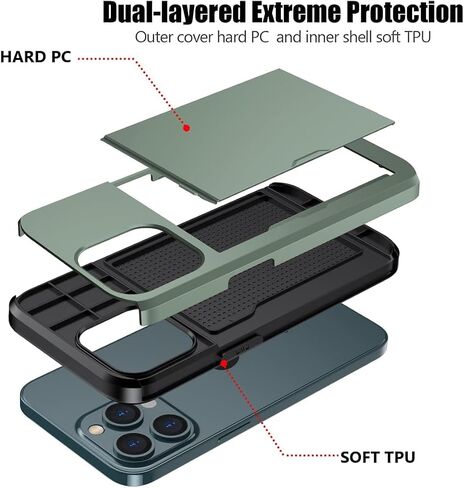 for iPhone 15 Pro Wallet Case with Card Holder + 2 Tempered Glass Screen Protector, Heavy Duty Protective Dual Layer Shockproof Hidden Card Slot Slim Case Women Men 6.1 inch (Rose Gold) in Kuwait