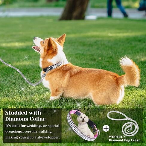 Sparkly Rhinestones Dog Collar, Stylish and Practical Diamond Blue Fiber Denim Dog Collar for Small Medium Dogs and Large Cats, 18'' in Saudi Arabia