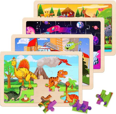 Wooden Puzzles Toys for Kids Ages 3-5, Set of 4 Packs with 20-Piece Unicorn Mermaid Princess Wood Jigsaw Puzzles, Preschool Educational Brain Teaser Toys for Girls 3 4 5 6 Years Old. in Saudi Arabia
