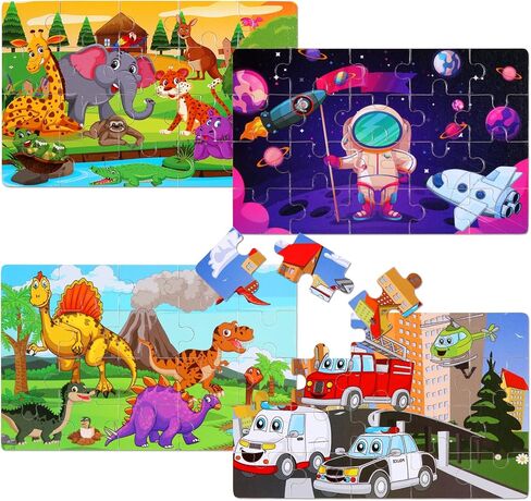 Wooden Puzzles Toys for Kids Ages 3-5, Set of 4 Packs with 20-Piece Unicorn Mermaid Princess Wood Jigsaw Puzzles, Preschool Educational Brain Teaser Toys for Girls 3 4 5 6 Years Old. in Saudi Arabia