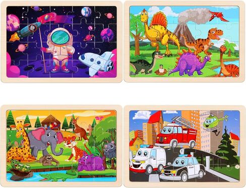 Wooden Puzzles Toys for Kids Ages 3-5, Set of 4 Packs with 20-Piece Unicorn Mermaid Princess Wood Jigsaw Puzzles, Preschool Educational Brain Teaser Toys for Girls 3 4 5 6 Years Old. in Saudi Arabia