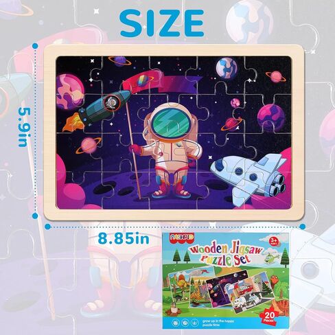 Wooden Puzzles Toys for Kids Ages 3-5, Set of 4 Packs with 20-Piece Unicorn Mermaid Princess Wood Jigsaw Puzzles, Preschool Educational Brain Teaser Toys for Girls 3 4 5 6 Years Old. in Saudi Arabia
