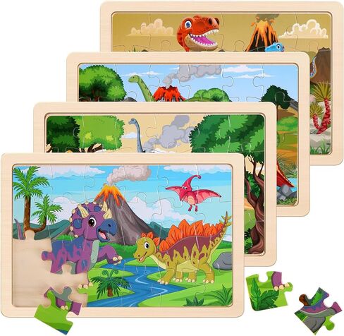 Wooden Puzzles Toys for Kids Ages 3-5, Set of 4 Packs with 20-Piece Unicorn Mermaid Princess Wood Jigsaw Puzzles, Preschool Educational Brain Teaser Toys for Girls 3 4 5 6 Years Old. in Saudi Arabia