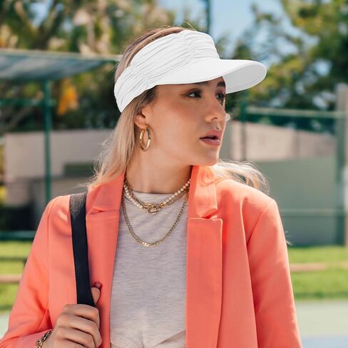 Century Star Sun Visor Hat for Women Wide Brim Sun Hats UPF 50+ UV Protection Summer Foldable Ponytail Beach Hats Pink One Size in Saudi Arabia