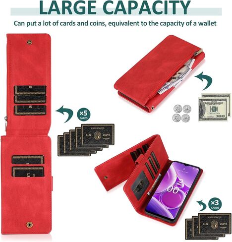 Compatible with Nokia G42 5G / Nokia G310 5G (6.56") Wallet Case Tempered Glass Screen Protector and Zipper Leather Flip Cover Card Holder Stand Cell Accessories for NokiaG42 NokiaG310 Women Men Green in Saudi Arabia