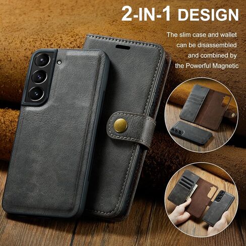 Asuwish Phone Case for Samsung Galaxy S21 5G 6.2 inch Wallet Magnetic Detachable Cell Cover with Tempered Glass Screen Protector Flip Card Holder Slot S 21 21S G5 Women Men Girls Purse Mobile Gray in Saudi Arabia