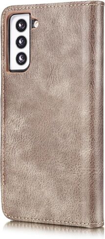 Asuwish Phone Case for Samsung Galaxy S21 5G 6.2 inch Wallet Magnetic Detachable Cell Cover with Tempered Glass Screen Protector Flip Card Holder Slot S 21 21S G5 Women Men Girls Purse Mobile Gray in Saudi Arabia