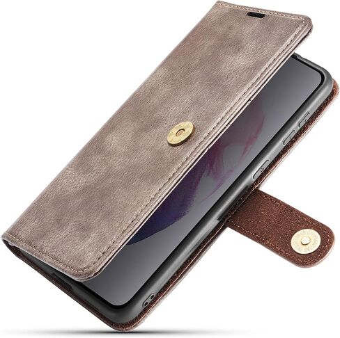 Asuwish Phone Case for Samsung Galaxy S21 5G 6.2 inch Wallet Magnetic Detachable Cell Cover with Tempered Glass Screen Protector Flip Card Holder Slot S 21 21S G5 Women Men Girls Purse Mobile Gray in Saudi Arabia