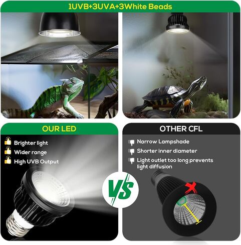 High Intensity UVB Reptile Light Bulb 6W 10.0 Full Spectrum UVA UVB for Reptiles simulating Sunlight Promote Synthesis of Vitamin D3 in Reptile Pets for Turtle,Lizard,Bearded Dragon,Spider in Saudi Arabia