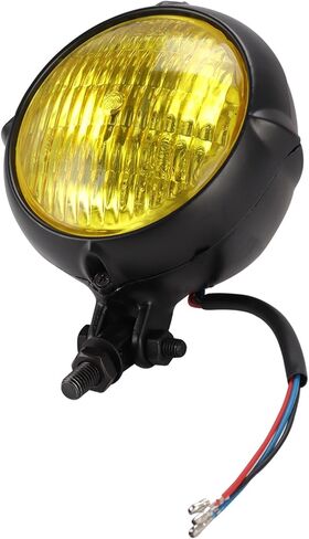 Vintage Round Motorcycle Headlight Grill Head Led Light for Harley Cafe Racer Bobber,Black#B in Kuwait