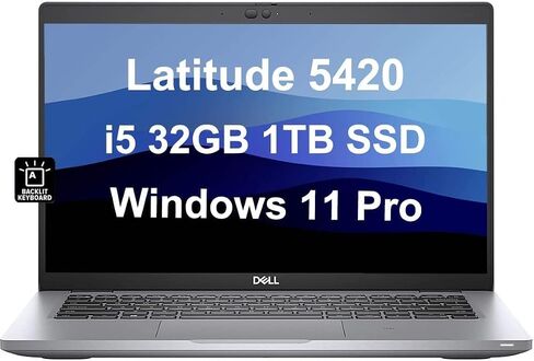 Dell Latitude 5420 5000 14" FHD (Intel 4-Core i5-1145G7 vPro, 32GB RAM, 1TB PCIe SSD) Business Laptop, Backlit Keyboard, Thunderbolt 4, Wi-Fi 6, Webcam, Win 11 Pro -2023 (Renewed) in Saudi Arabia