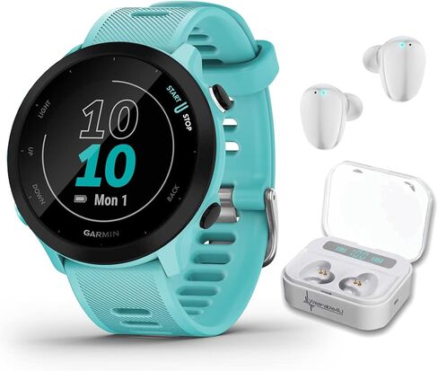 Wearable4U Garmin Forerunner 55 GPS Running 42 mm Watch with Daily Suggested Workouts, Aqua Power Pack Bundle in Saudi Arabia