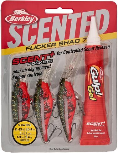 Berkley Scented Flicker Shad Pro 3 Pack Fishing Lure, Pearl White, 3/16 oz, 2in | 5 cm, Size, Profile and Dive Depth Imitates Real Shad, Equipped with Fusion19 Hook in Saudi Arabia