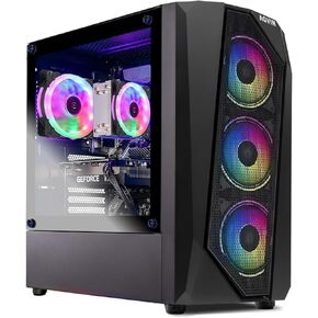 كمبيوتر سطح المكتب AQB30 Gaming Tower - معالج Intel i7 Core بسرعة تصل إلى 4.00 جيجا هرتز، وذاكرة الوصول العشوائي 32 جيجا بايت و1 تيرابايت SSD، ووحدة معالجة الرسومات Radeon RX 580 8 جيجا بايت، ومراوح RGB، وواي فاي، ونظام التشغيل Windows 10 Pro - أسود in Kuwait