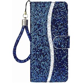 Guppy Bling Wallet Case Compatible with iPhone 15, PU Flip Blocking Wallet with Wrist Strap Magnetic Closure Built-in Kickstand Protective Case - Pink