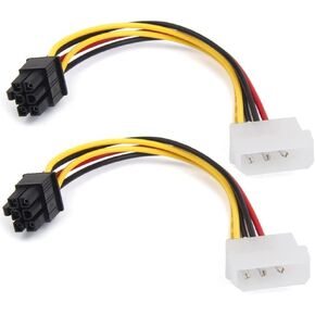 4 Pin Male Molex to 6 Pin Female PCI-Express PCIE Video Card Power Converter Adapter Cables Connector for Video Cards (2Pack/18cm)