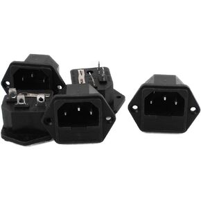 uxcell 5Pcs AC 250V 10A 3 Terminals Screw Mounting Inlet Power Socket w Fuse Holder