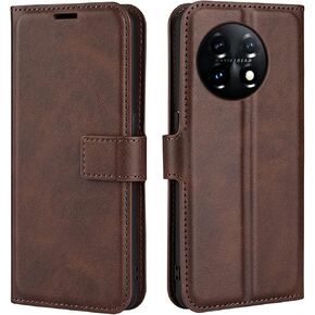 Flip Case for OnePlus 11 Wallet PU Leather Magnetic Protective Cellphone Case for One Plus 11 Folio Book Cover with Stand (Brown)