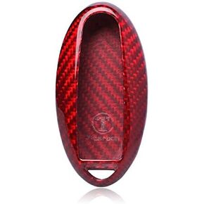 HHYE0113 - Red Carbon Fiber Key Fob Remote Keyless Cover Case Shell Holder for Nissan Infiniti GTR 370z Altima Q60 Q70 QX80 Armada 350Z