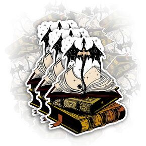 Set 3PCS - Fourth Wing Sticker Dragon On Book Stickers Bookish Book Lover Inspired Iron Flame Decal Double Trouble Dragon Die-Cut Waterproof Vinyl Sticker for Hard Hat Laptop Water Bottle (2 Inches)