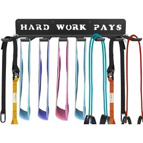 Rack Storage Hanger Fitness Bands Rack Jump Ropes Rack Multi-Purpose Workout Gear Wall Hanger Storage for Resistance Bands, Jump Ropes, Lifting Belt, Fitness Bands, Barbells Carabiners Included