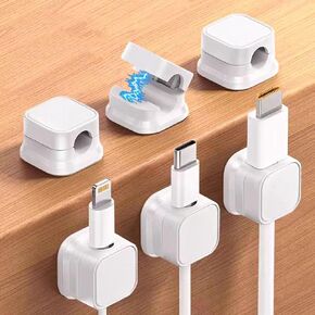 6PCS Magnetic Cable Clip Organizer Cable Holder, Adhesive Cable Management, Organize Wired Phone USB Charger Cable Holder for Car, Office, Home Desktop, Kitchen Wall, Nightstand.