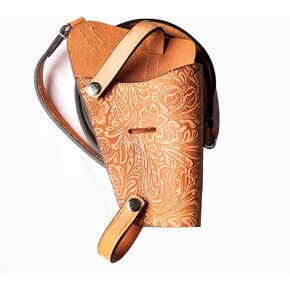 Hulara Western Shoulder Holster Cowboy Buff Leather for Glock 1911 Holster Right Hand Gun Holster Craved Concealed Carry Pistol Holster for handguns 9mm gun Shoulder Sling Holster