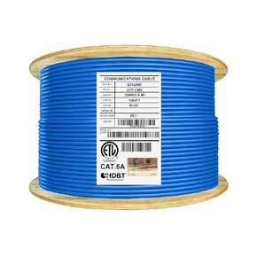 Elite Cat6A Riser Unshielded, UTP, CMR, 1000ft, 23AWG, 10Gb(10 Gigabit), PoE++, 650MHz, Solid, Pure Copper, UL Listed, TAA Compliant, Bulk Ethernet Cable, Blue