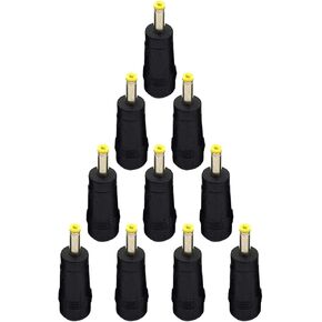 Hxchen 10Pcs Yellow Tip 4.0x1.7 mm Male Plug to 5.5x2.5mm Female Jack DC Power Connector Black