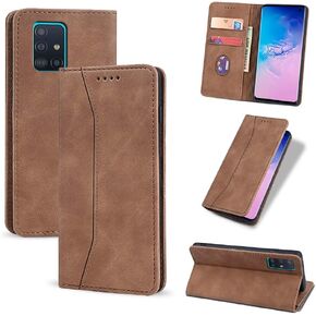 UEEBAI Wallet Case for Samsung Galaxy A51, Premium PU Leather Case Vintage Matte Wallet Flip Cover [Card Slots] [Magnetic Closure] Stand Function Folio Shockproof Full Protector - Black