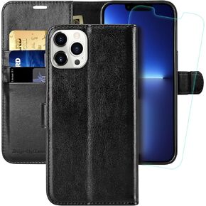 حافظة محفظة MONASAY متوافقة مع هاتف iPhone 13 Pro 5G، مقاس 6.1 بوصة، [يتضمن واقي شاشة زجاجي] [حجب RFID] غطاء هاتف خلوي من الجلد قابل للطي مع حامل بطاقة الائتمان، أزرق