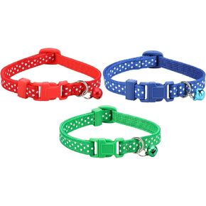 3 Pack Christmas Pet Collar, Adjustable Xmas Dog Collar with Jingle Bell, Wave Point Pattern Neck Ring | Cute Fashion Nylon Collar for Small Pet Dog Cat