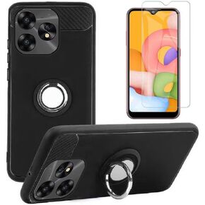NUU A25 Phone Case and Screen Protector Tempered Glass, [Magnetic Car Mount] TPU Protection Cover Case and Screen Protector for NUU A25 (Black)