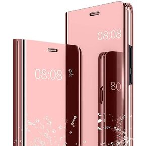 ZYZX Flip Phone Case for Samsung Galaxy S21 Plus, Luxury Mirror Design Clear View Smart Window, Wireless Charging Compatible, Purple