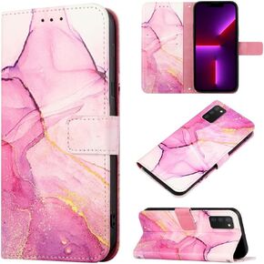 Compatible with Samsung Galaxy A03S Wallet case for Women, Galaxy A03S Case with Card Holder Leather Flip with Kickstand Cute Protective Case for Samsung Galaxy A03S Marble Colorful