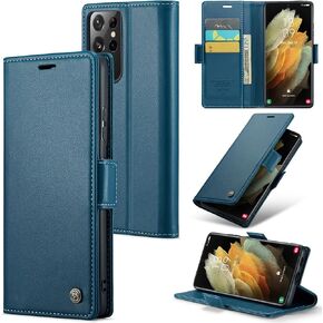 Compatible with Samsung Galaxy S21 Ultra Wallet Case with RFID Blocking Card Holder,Kickstand Flip Folio Leather Phone Case for Samsung Galaxy S21 Ultra 6.8 inch (Green)