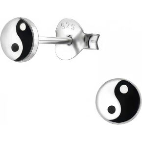 SAE99 Yin Yang .925 Sterling-Silver Tiny Stud Earrings