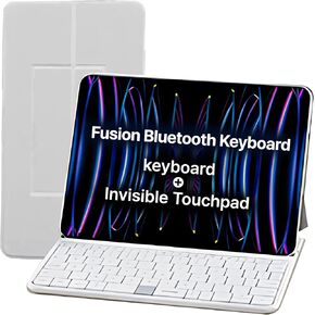 Touchpad Fusion Bluetooth Keyboard with Case for iPad Pro 12.9-inch (4th-6th Gen, 2020-2022) | Keyboard with Trackpad | Smart Folio Detachable Wireless Keyboard with Case & Pencil Holder(White)