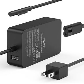 65W Surface Pro Charger for Microsoft Surface Pro 9, 8, 7+, 7, 6, 5, 4, 3, X, Windows Surface Laptop 5, 4, 3, 2, 1, Surface Book Go, Support 65W, 44W, 36W, with a USB Port